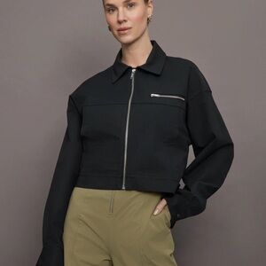 Bandier Black Women's Cropped Bomber Jacket Size Small New